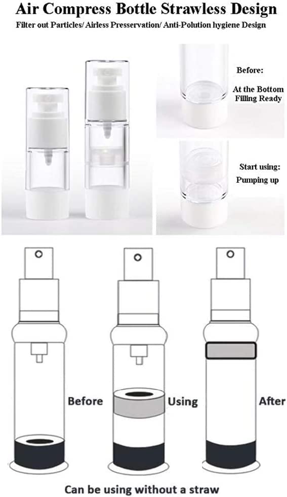 Airless Vacuum Pump Toiletry Travel Bottles, Airtight Makeup Cosmetics Refillable Plastic Dispenser Containers, Leak Proof, deal for Cream Foundation Gel Moisturizers(50ml) Airless Vacuum Pump Toiletry Travel Bottles, Airtight Makeup Cosmetics Refillable Plastic Dispenser Containers, Leak Proof, deal for Cream Foundation Gel Moisturizers(50ml)